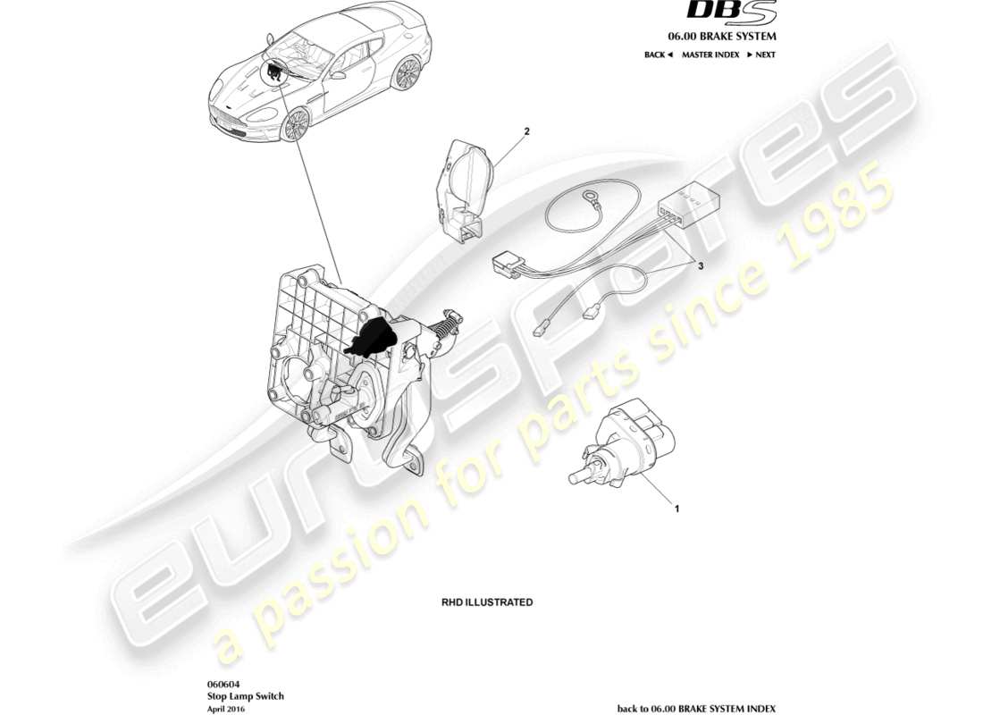 a part diagram from the aston martin dbs (2014) parts catalogue