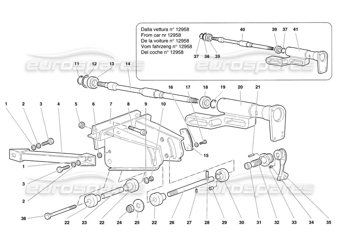 a part diagram from the lamborghini diablo sv (1998) parts catalogue