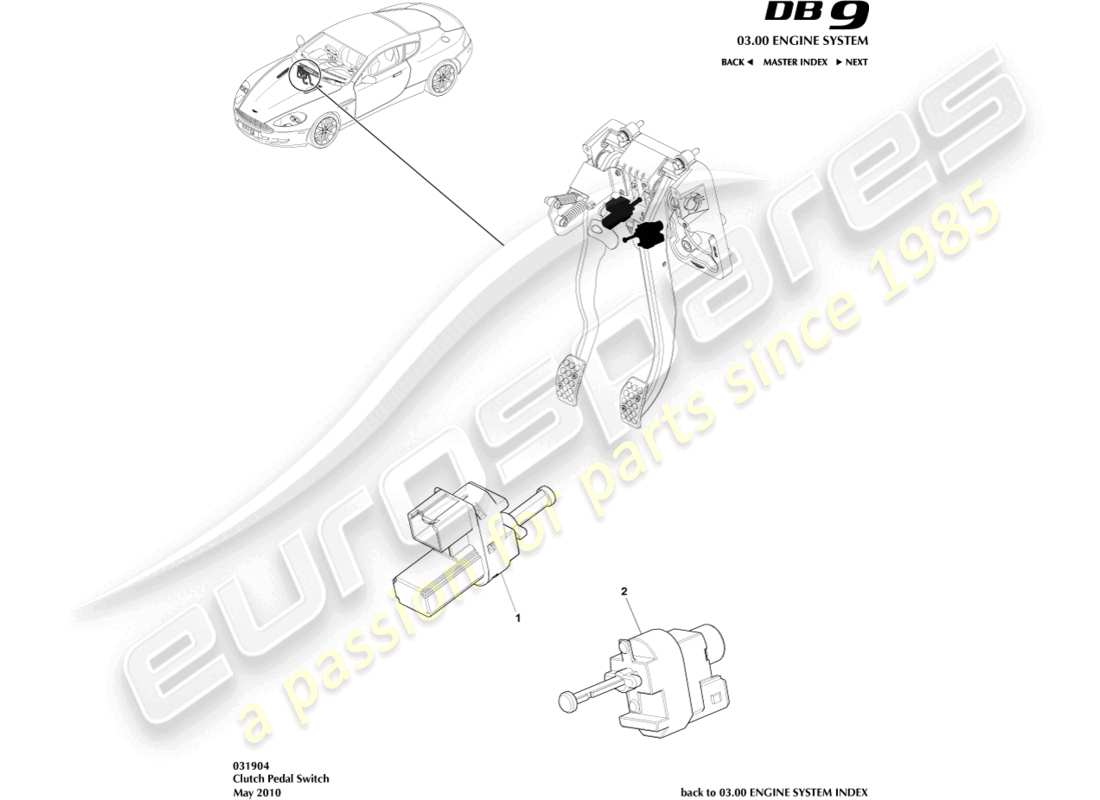 a part diagram from the aston martin db9 (2004) parts catalogue