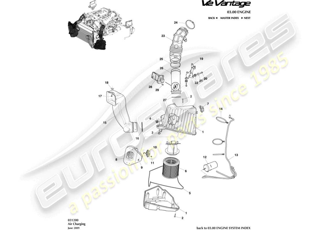 a part diagram from the aston martin v12 vantage parts catalogue