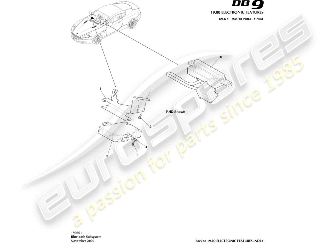 a part diagram from the aston martin db9 (2012) parts catalogue