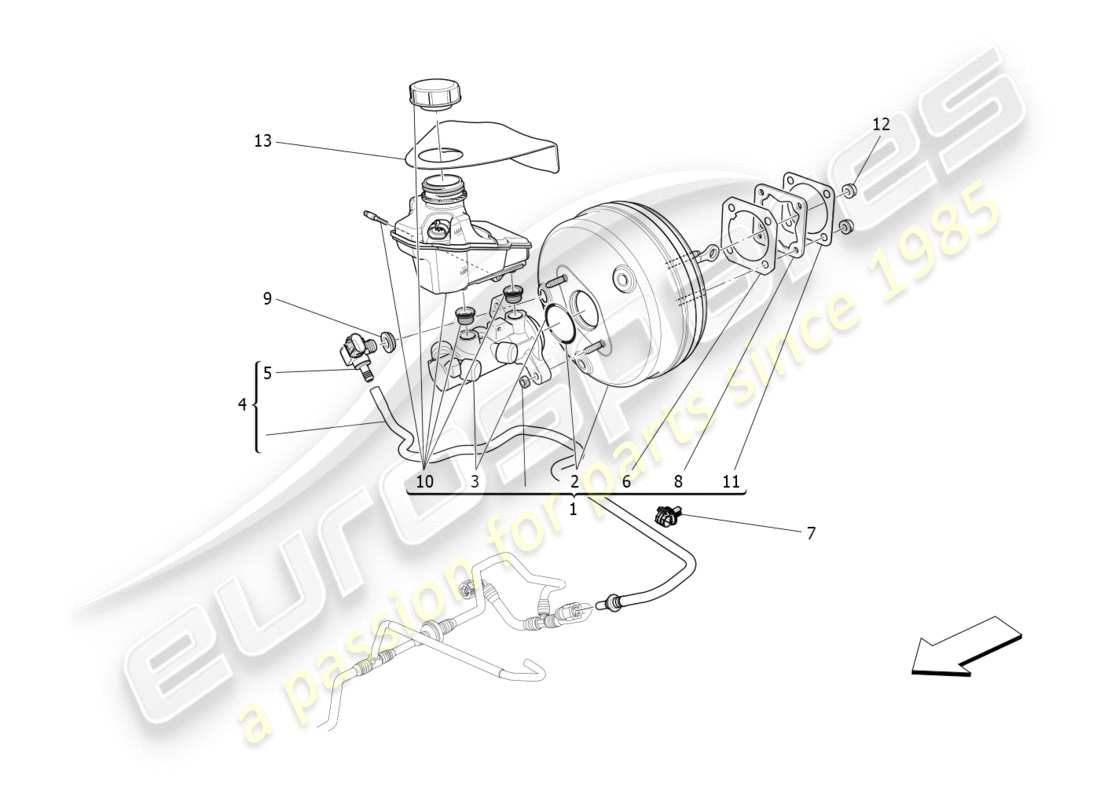 a part diagram from the maserati quattroporte m156 (2014 onwards) parts catalogue