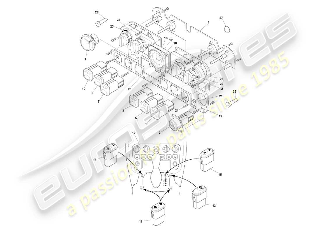 aston martin db7 vantage (2002) instruments & controls part diagram