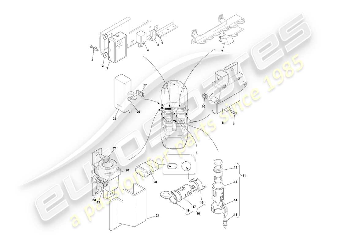 a part diagram from the aston martin db7 parts catalogue