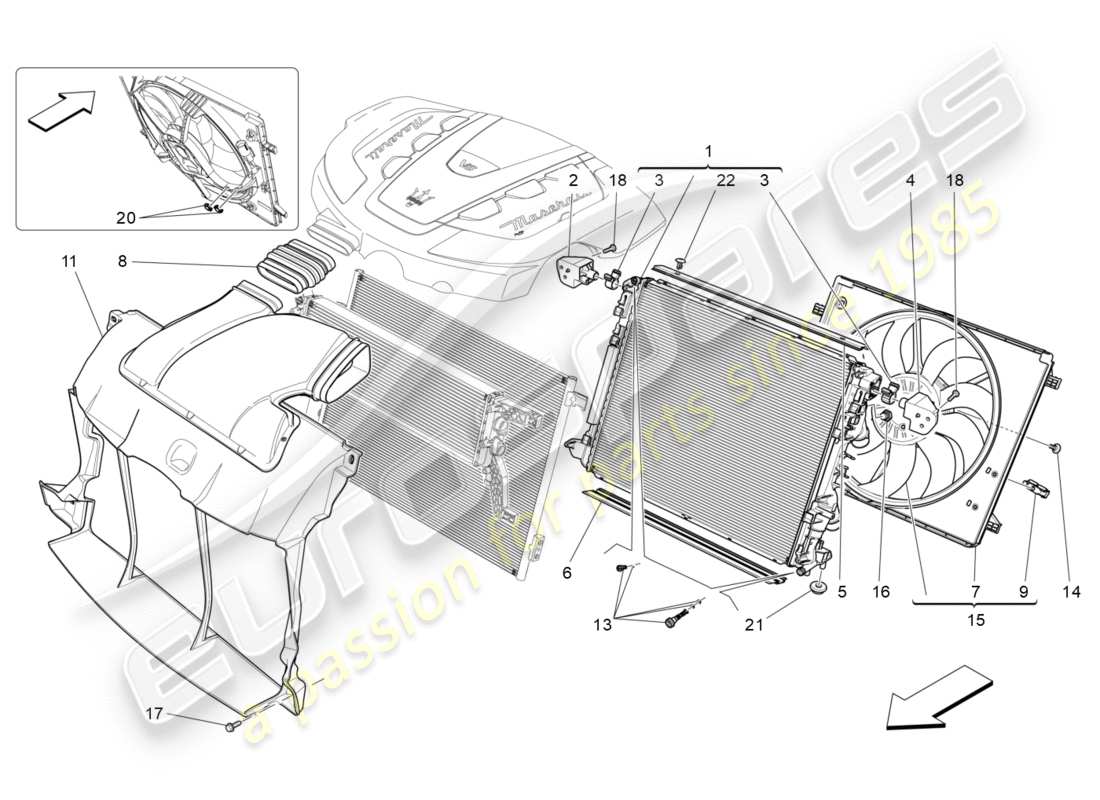 maserati qtp 3.0 tds v6 275hp (2015) cooling: air radiators and ducts part diagram