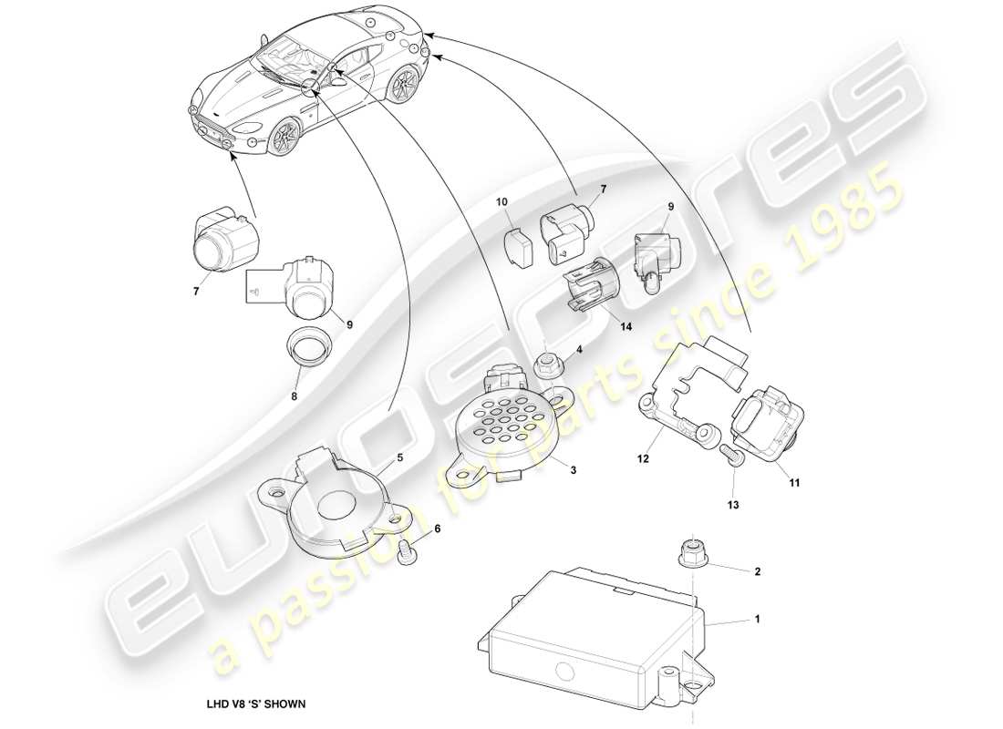 a part diagram from the aston martin v8 vantage (2005) parts catalogue