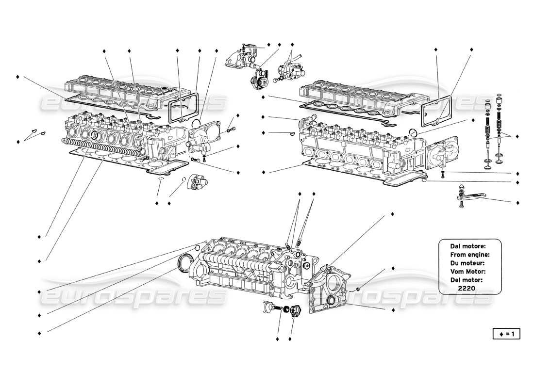a part diagram from the lamborghini diablo sv (1999) parts catalogue