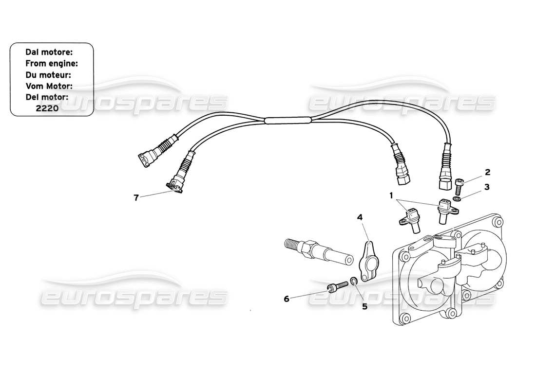 a part diagram from the lamborghini diablo sv (1999) parts catalogue