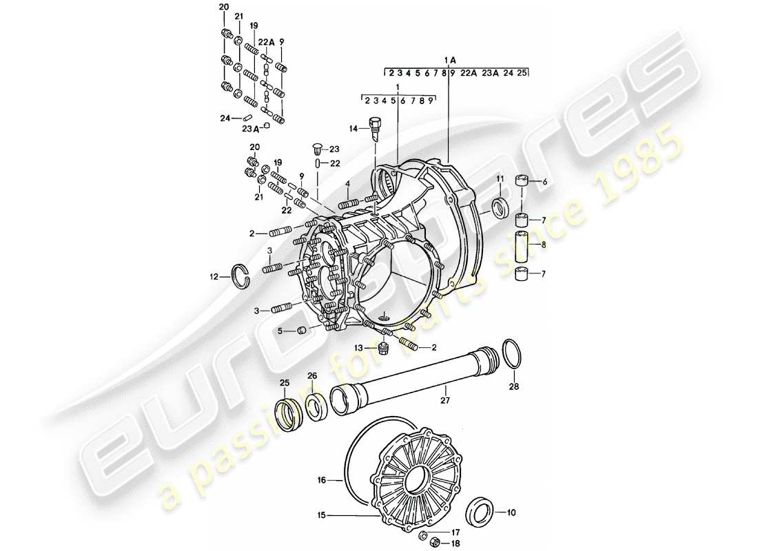 porsche 1979 (911) replacement transmission - transmission case part diagram