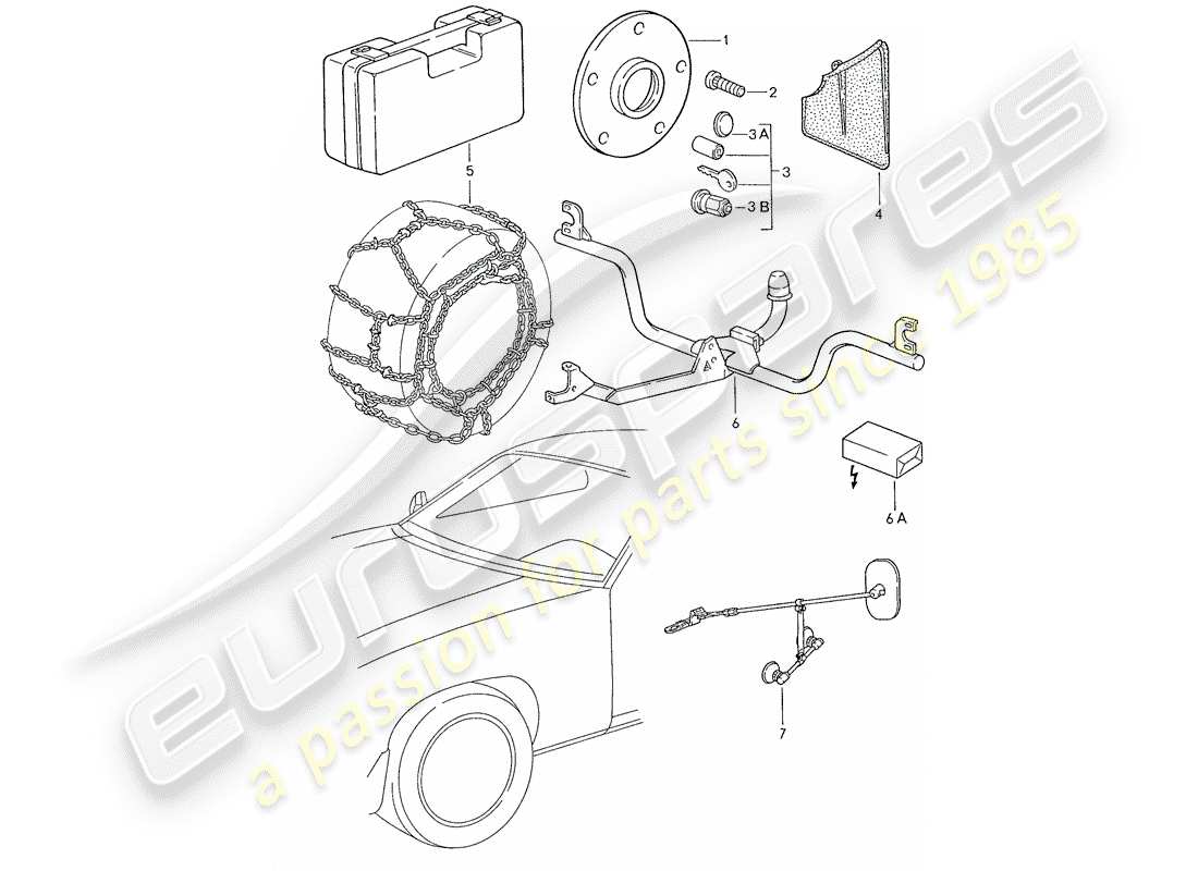 porsche 1991 (928) accessories part diagram