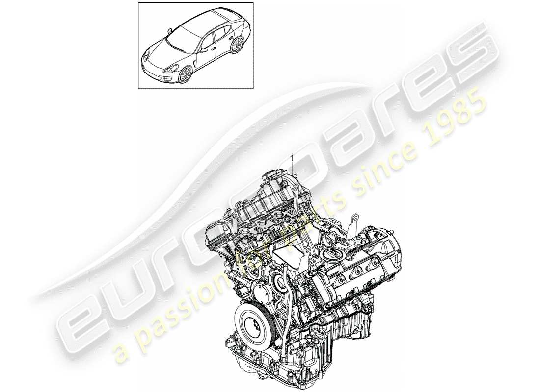 porsche 2014 (panamera 970) base engine comprising: valve cover cylinder head crankcase housing crank drive oil sump part diagram