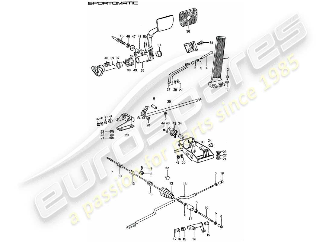 porsche 1977 (911) pedals part diagram