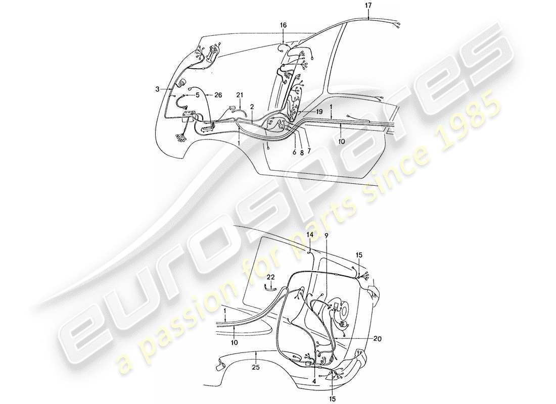 porsche 1976 (911) wiring harnesses part diagram