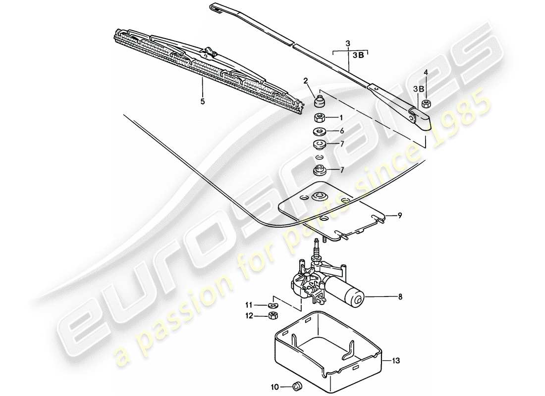 porsche 1988 (924s) rear window wiper part diagram