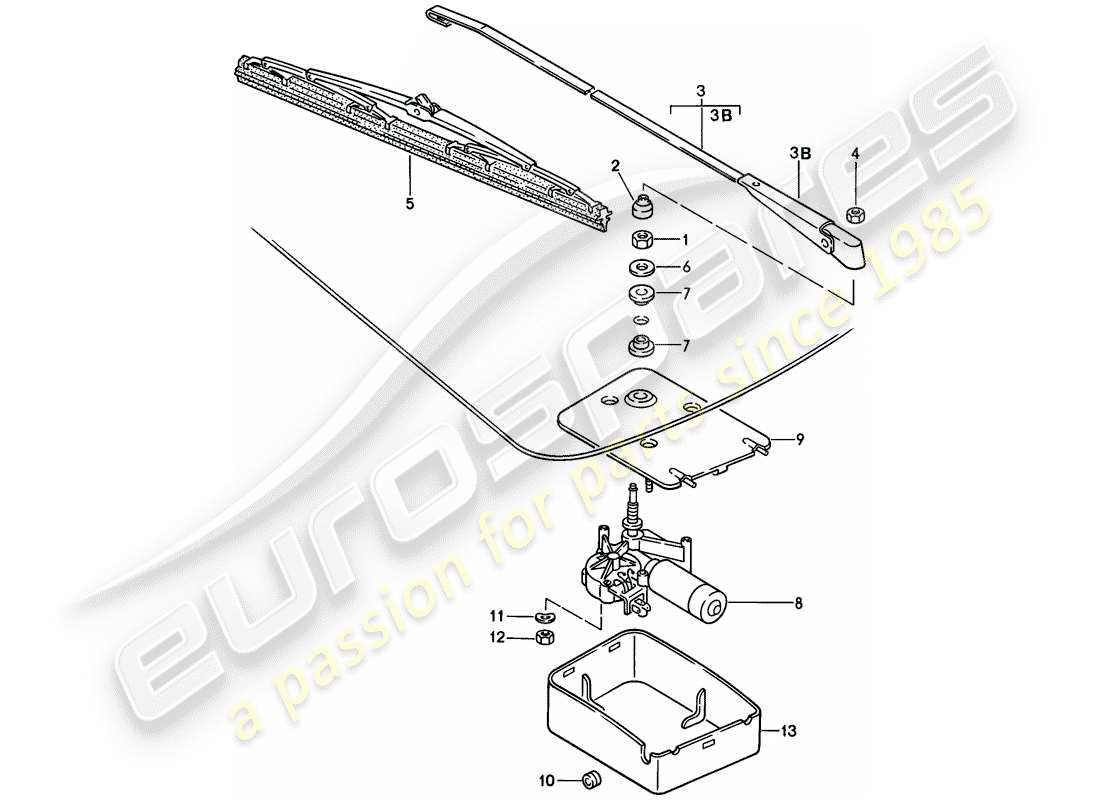 porsche 1983 (944) rear window wiper parts diagram