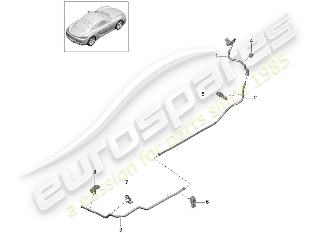 porsche 2017 (718 cayman) vacuum line front brake servo center rear part diagram