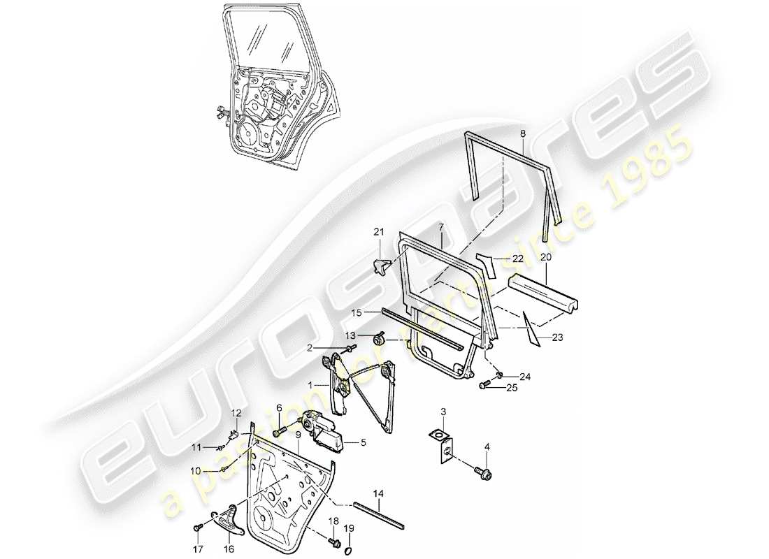 porsche 2006 (cayenne e1 9pa) window regulator rear part diagram
