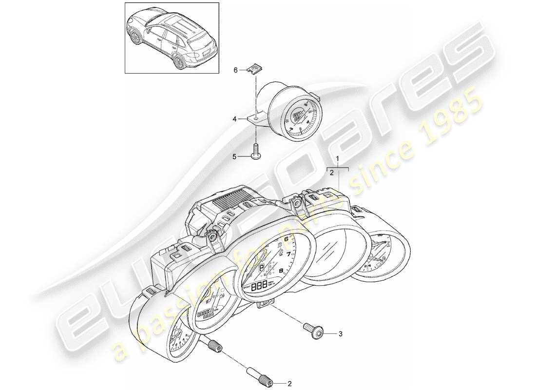 porsche 2015 (cayenne e2 92a) combi-instrument compass dial black silver see illustration: 906-003 d - mj 2013>>- mj 2014 part diagram