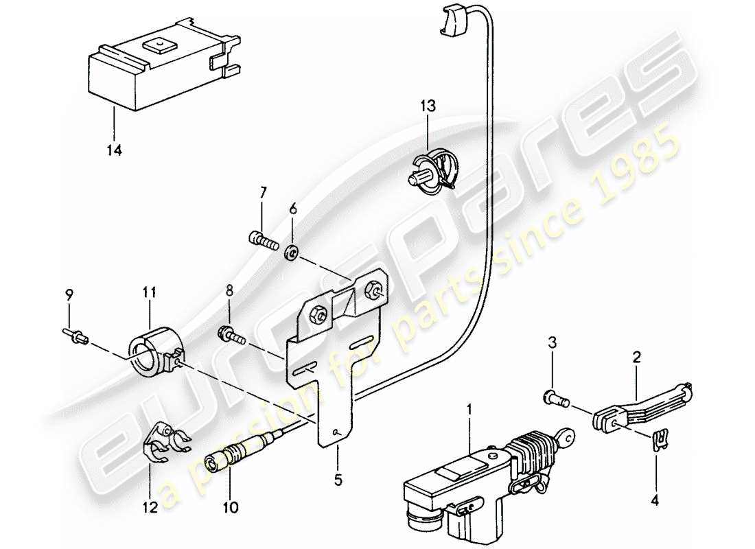 porsche 1992 (968) central locking system part diagram
