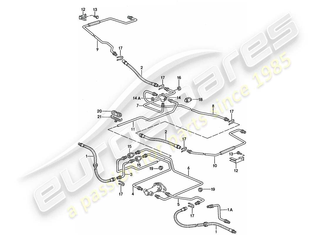 porsche 1989 (944) brake lines parts diagram
