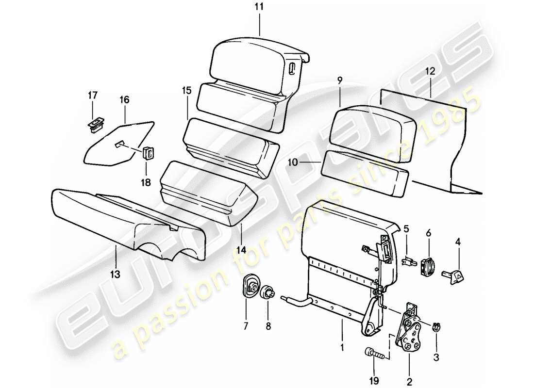 porsche 1983 (928) emergency seat part diagram