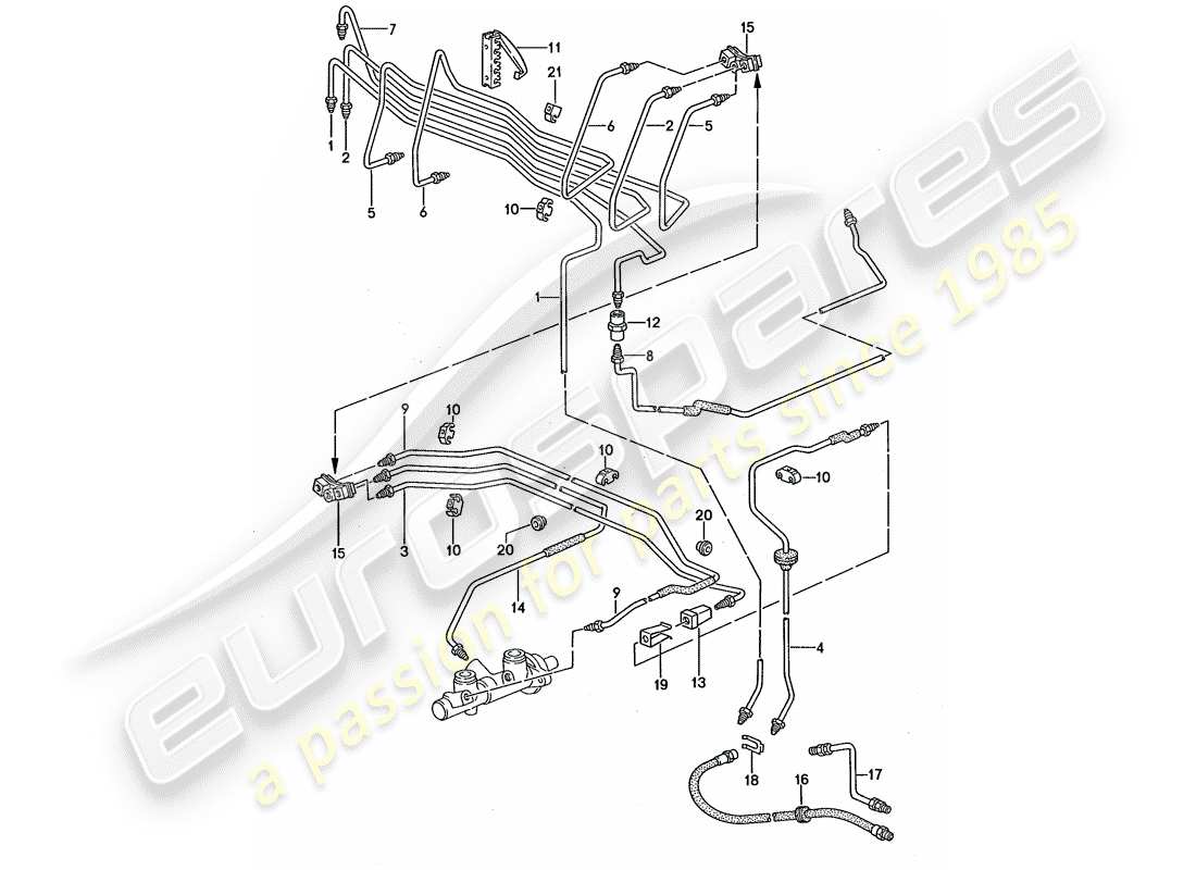 porsche 1992 (968) brake lines part diagram