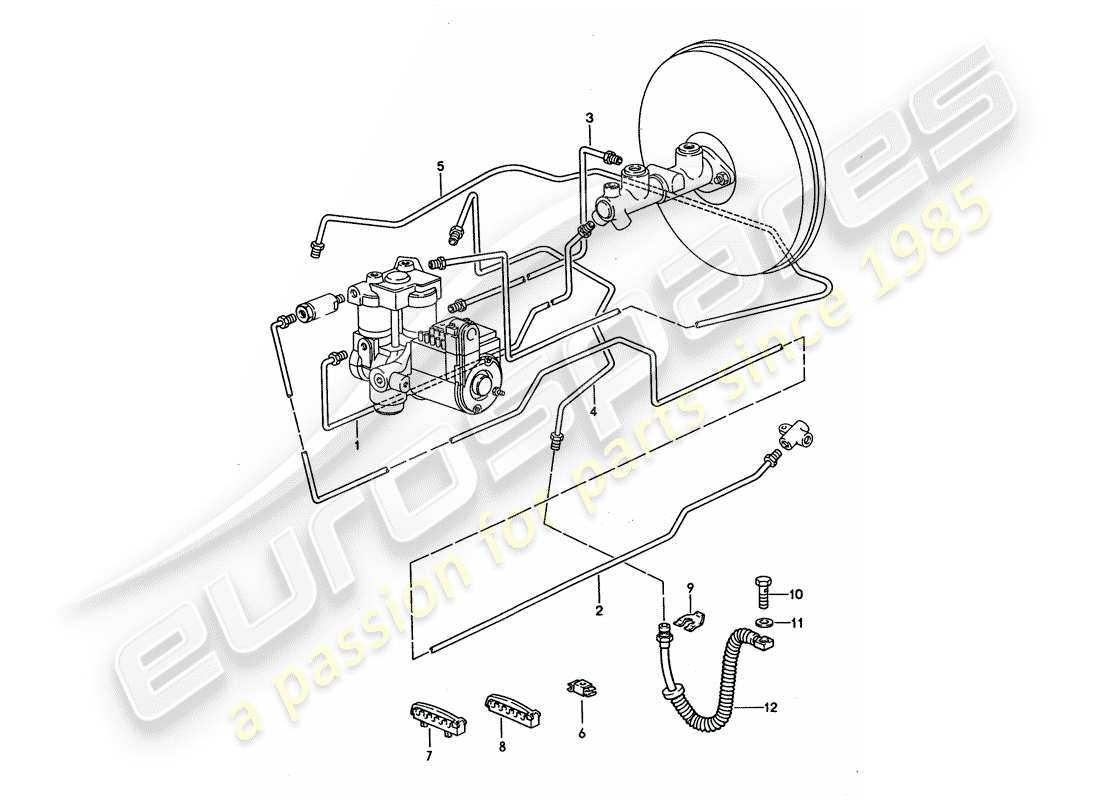 porsche 1995 (928) brake lines parts diagram