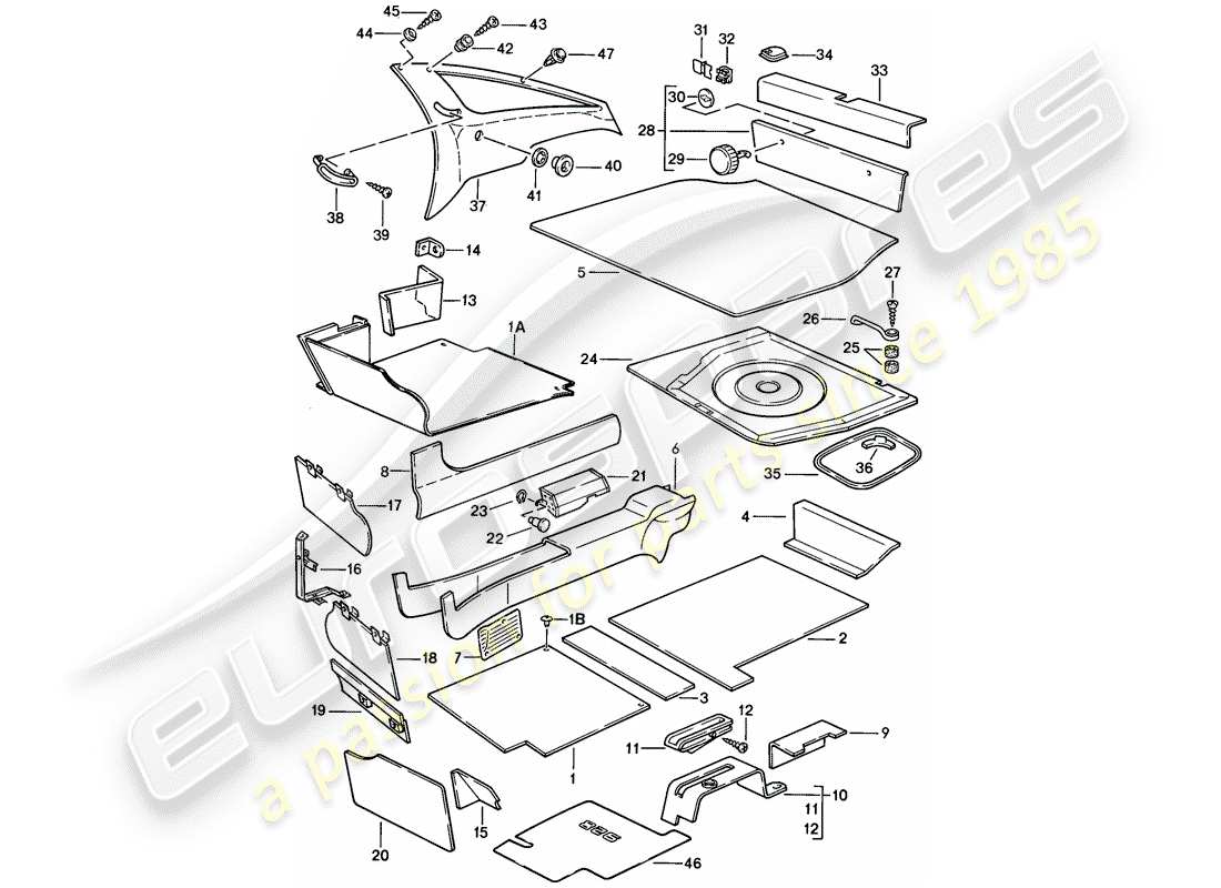 porsche 1986 (928) trims part diagram