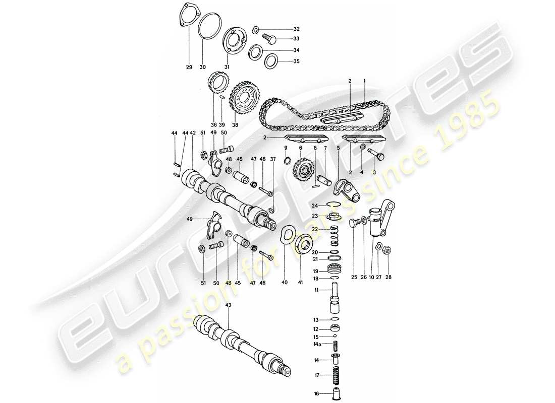 porsche 911 (1975) valve control - repair set for maintenance - tensioner - chain - see illustration: part diagram