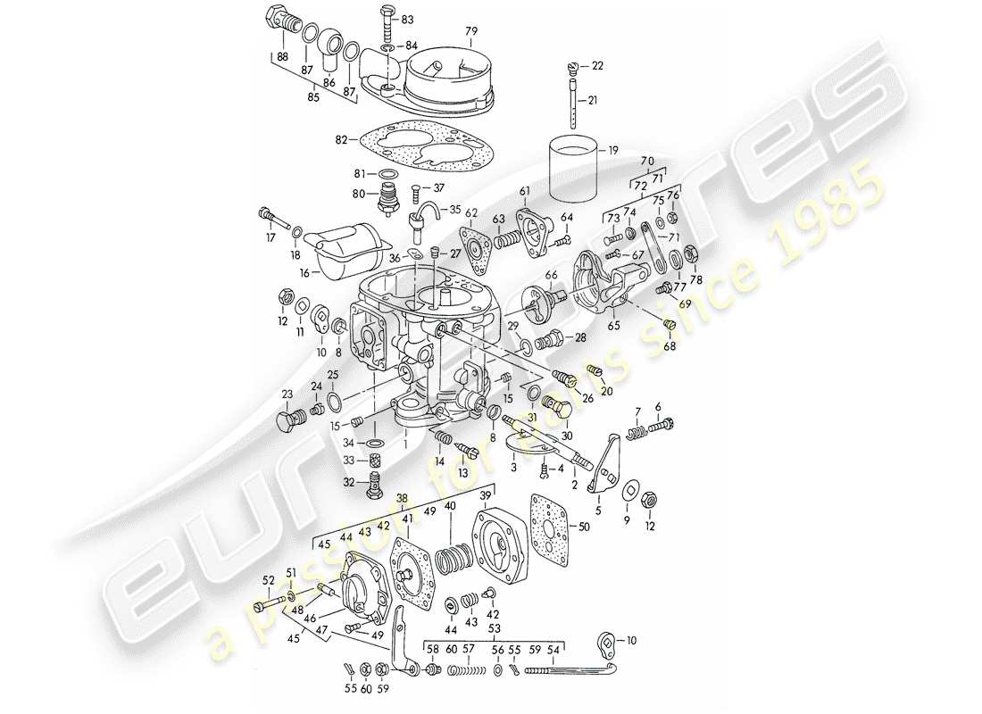 porsche 356/356a (1955) single parts - for - carburetor - solex 40 pbic - m >> 81 200 part diagram