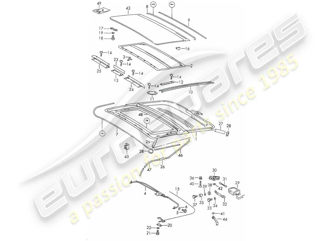 porsche 1971 (911) sunroof - electric part diagram