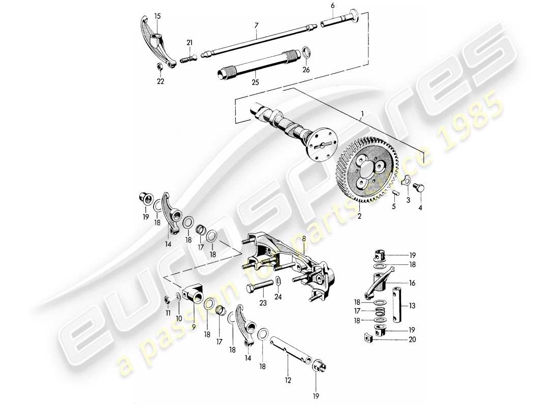porsche 1963 (356b/356c) camshaft part diagram