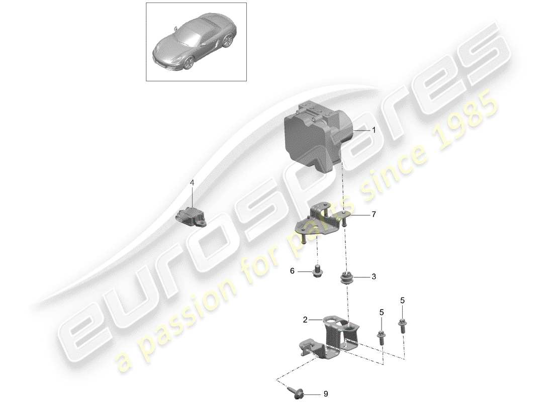porsche 2016 (981 boxster) hydraulic unit anti-locking brake syst. -abs- parts diagram