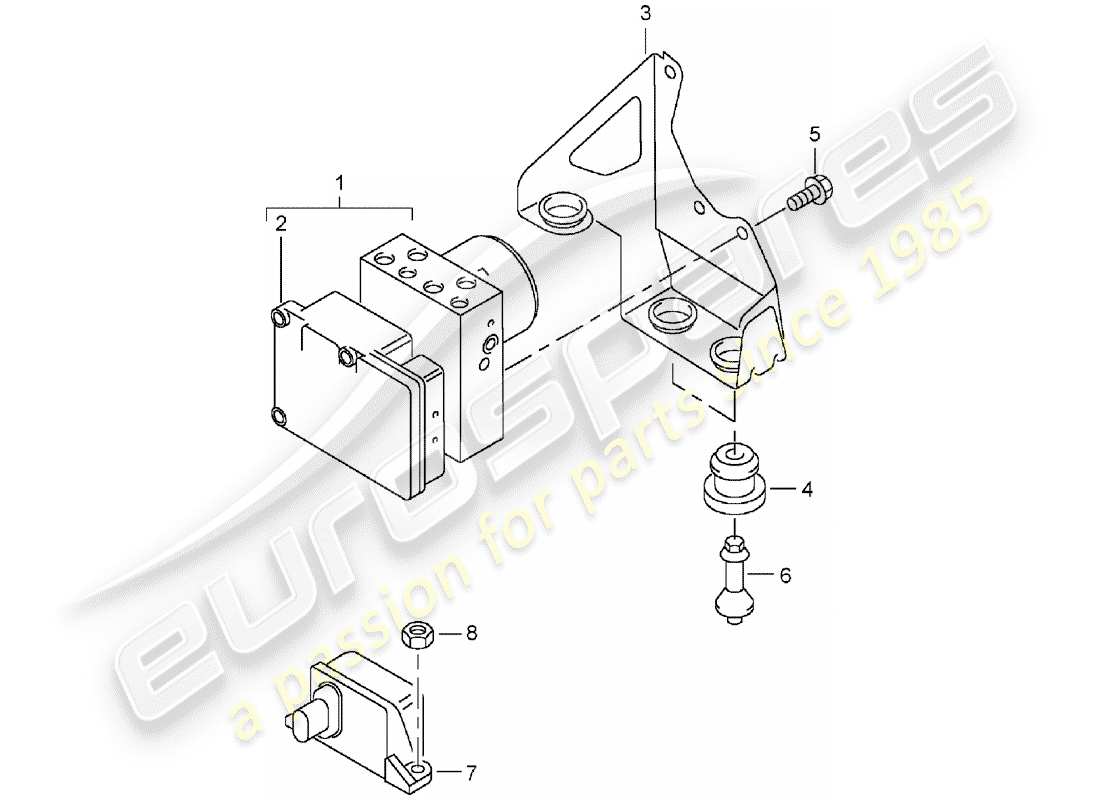 porsche 2006 (cayenne e1 9pa) hydraulic unit anti-locking brake syst. -abs- control unit part diagram