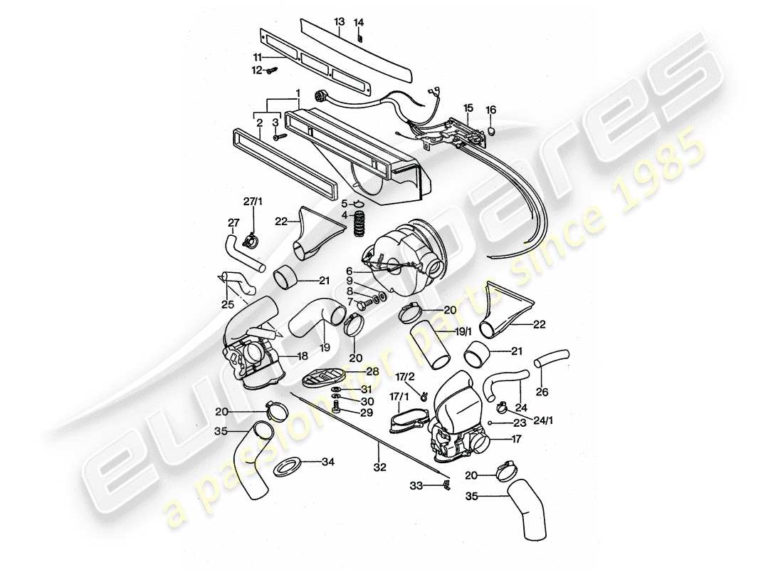 porsche 1976 (911 turbo) ventilation - heating system 1 - d >> - mj 1976 part diagram