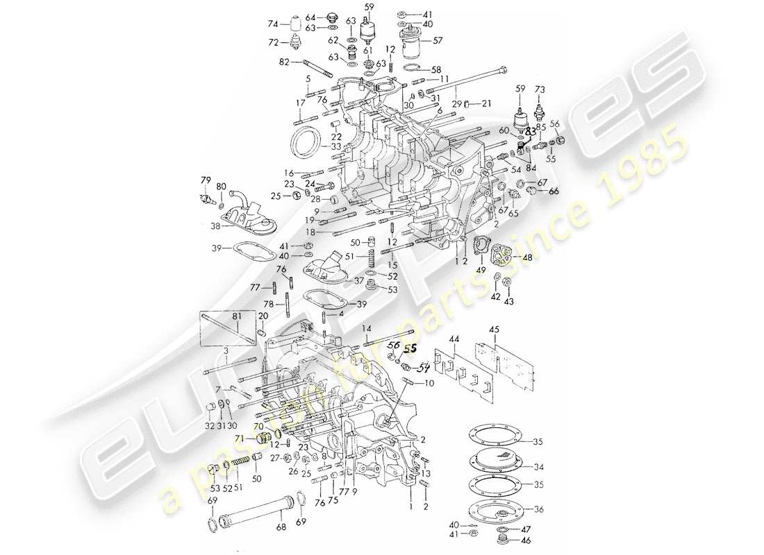 porsche 1971 (911) crankcase - repair set for maintenance - see illustration: part diagram