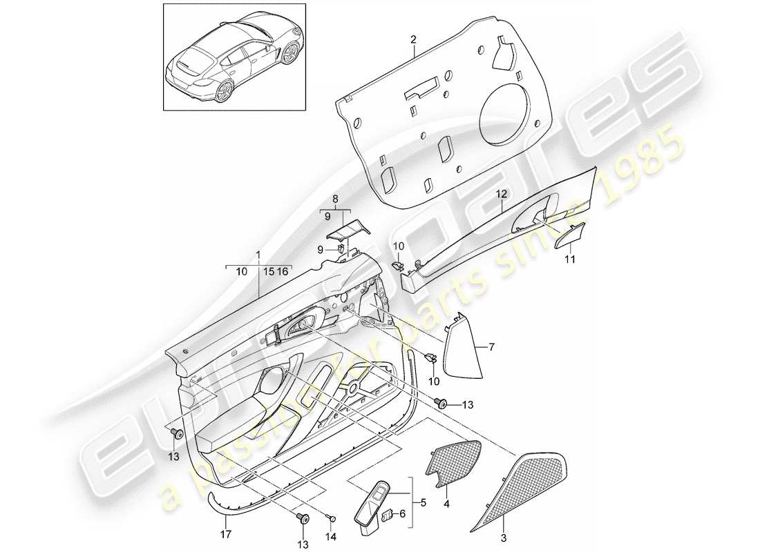 porsche 2010 (panamera 970) door panel front 2. generation d - mj 2014>> part diagram