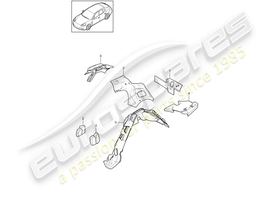 porsche 2011 (panamera 970) sound absorber rear end for vehicles with hybrid drive part diagram