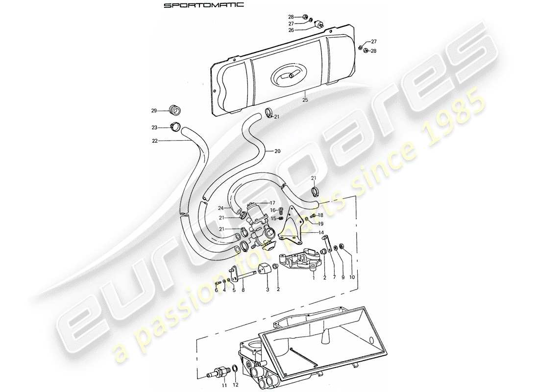 porsche 911 (1975) vacuum system - for - clutch release part diagram