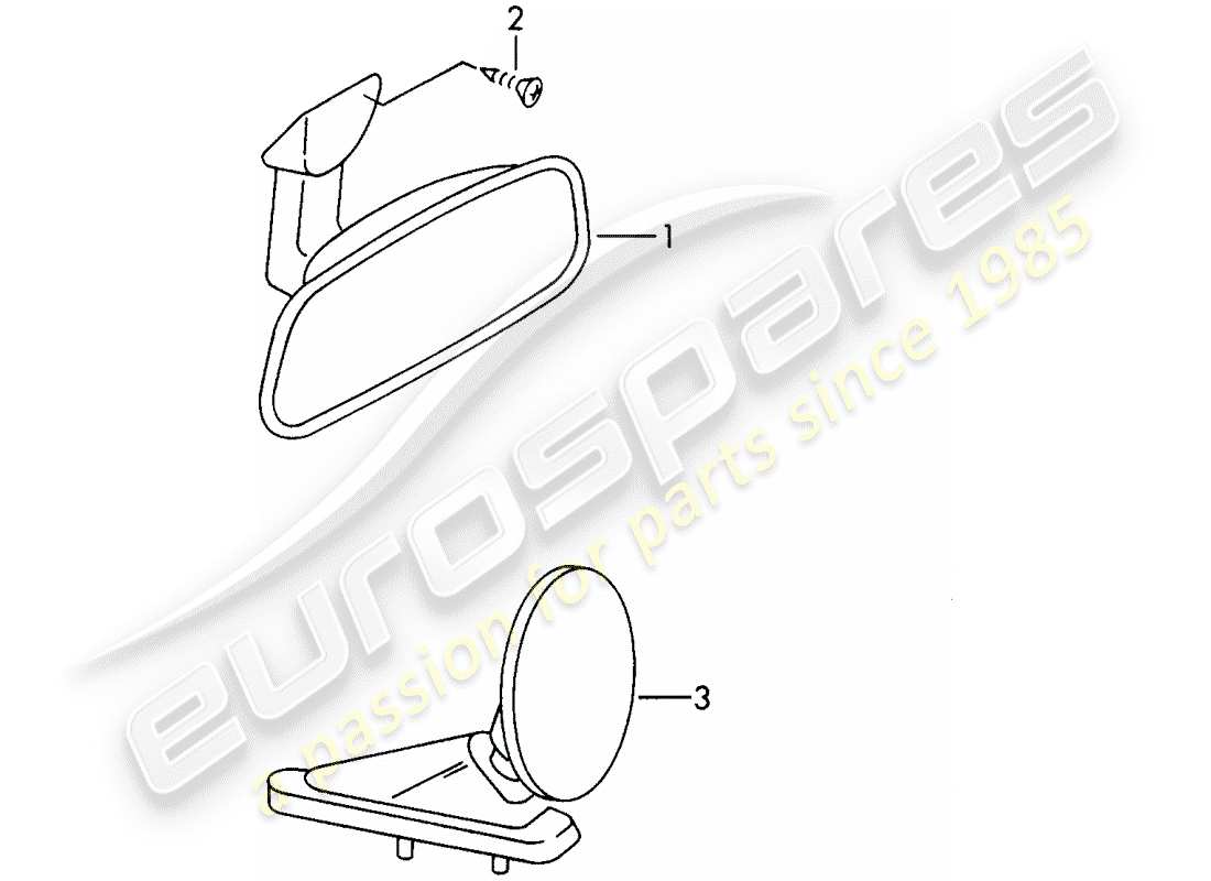 porsche 1968 (911/912) rear view mirror inner - rear view mirror parts diagram