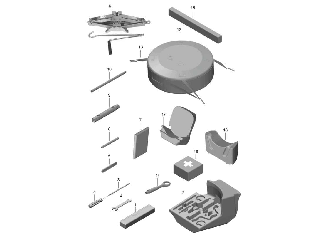 porsche 2020 (718 cayman) tool jack part diagram
