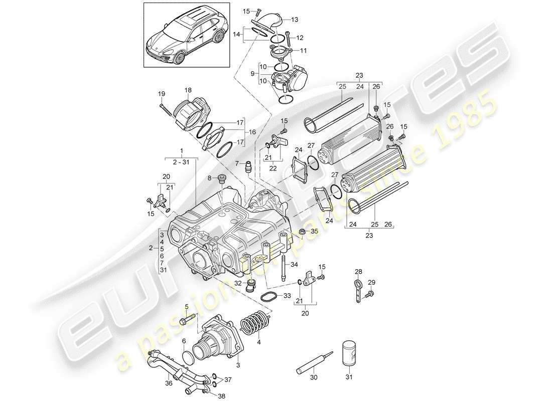 porsche 2011 (cayenne e2 92a) compressor part diagram