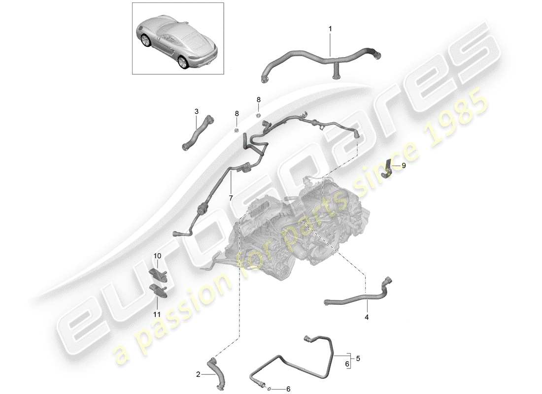 porsche 2020 (718 cayman) crankcase housing ventilation component tank ventilation vacuum pump part diagram