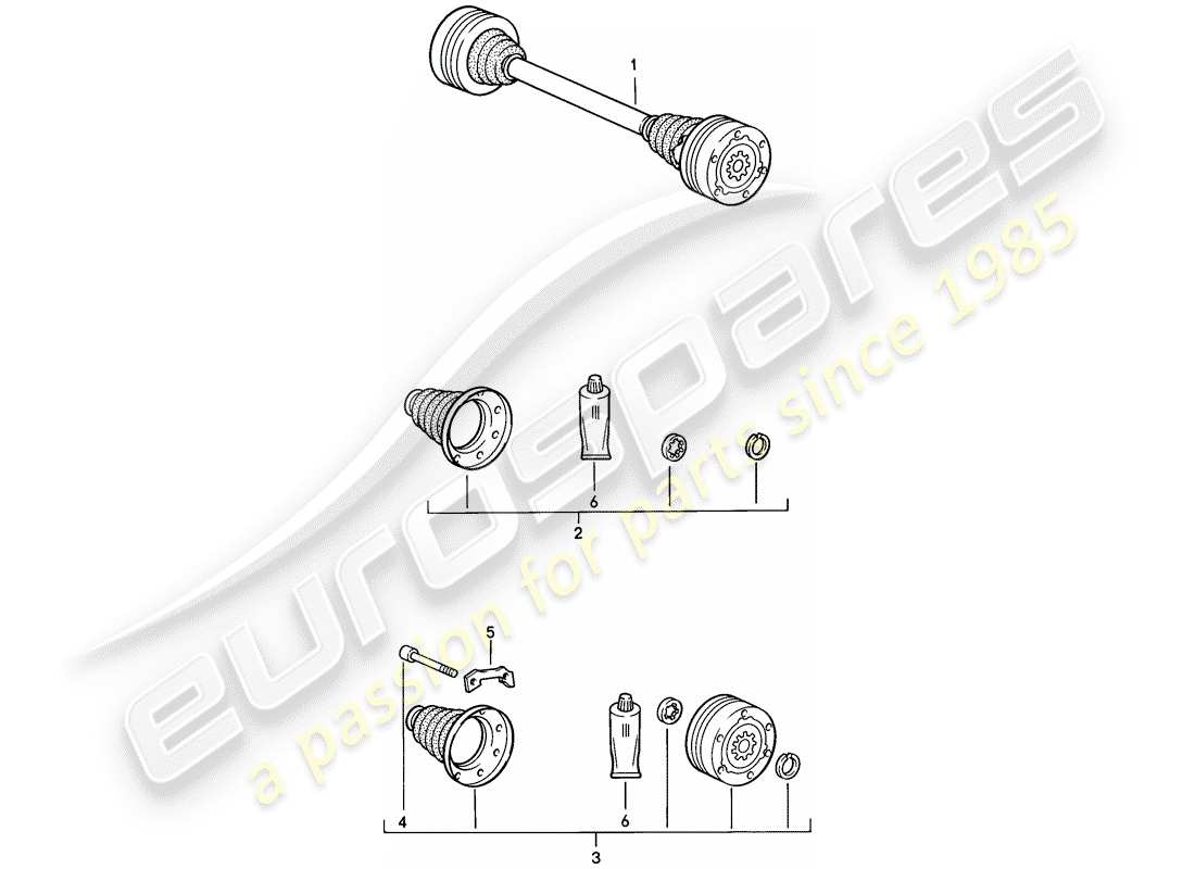 porsche 1983 (944) drive shaft parts diagram