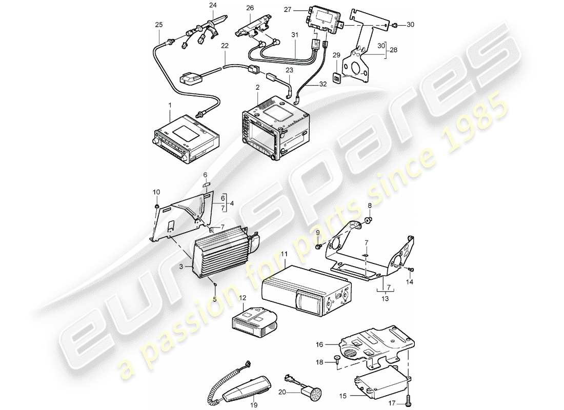 porsche 2002 (996 turbo / gt2) radio unit - navigation system - telephone - d - mj 2003>> part diagram