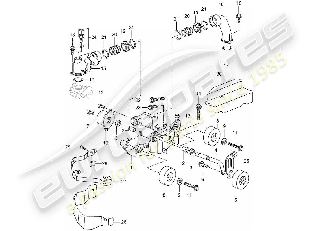 porsche 2002 (996 turbo / gt2) belt tensioner - belt drive part diagram