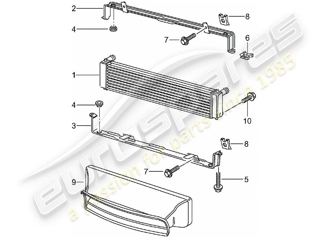 porsche 2000 (986 boxster) cooler for coolant center d - mj 2000>> parts diagram