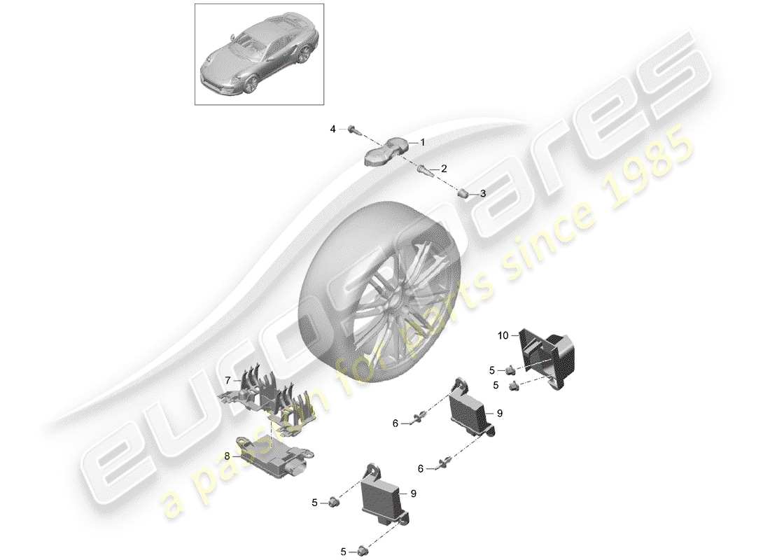 porsche 2015 (991-1 turbo) tyre pressure control system d >>- mj 2016 part diagram