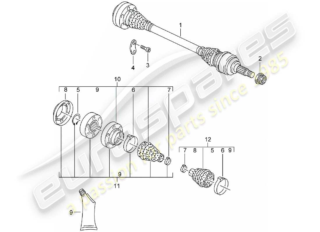 porsche 2006 (cayenne e1 9pa) drive shaft part diagram