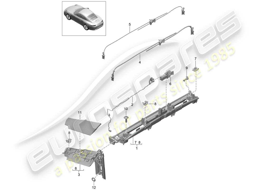 porsche 991 (2015) flap parts diagram